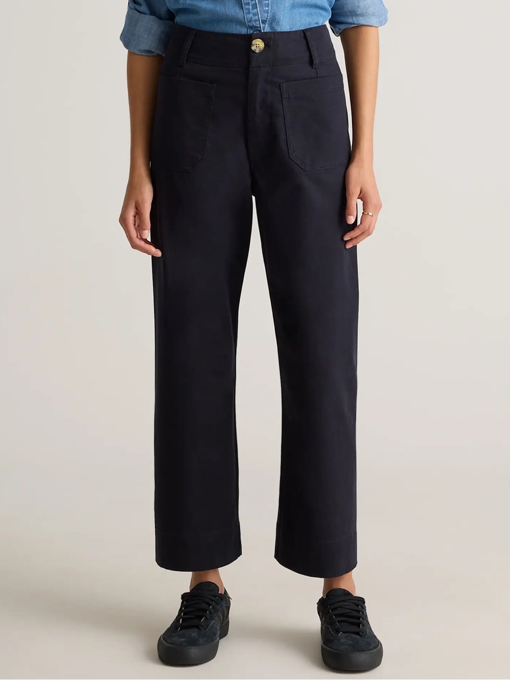 Quince Organic Stretch Cotton Chino Cropped Wide Leg Pants size 16 CFL01 - Picture 12 of 13